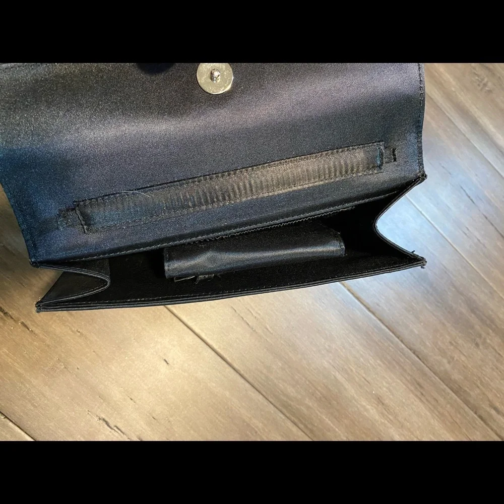 Vintage hand bag clutch and wallet‎ set black with flower